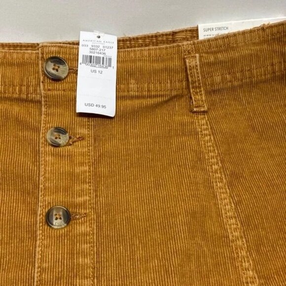 American Eagle Women's Skirt Corduroy Size 12 Golden Brown High Rise A-Line NWT - Picture 13 of 14